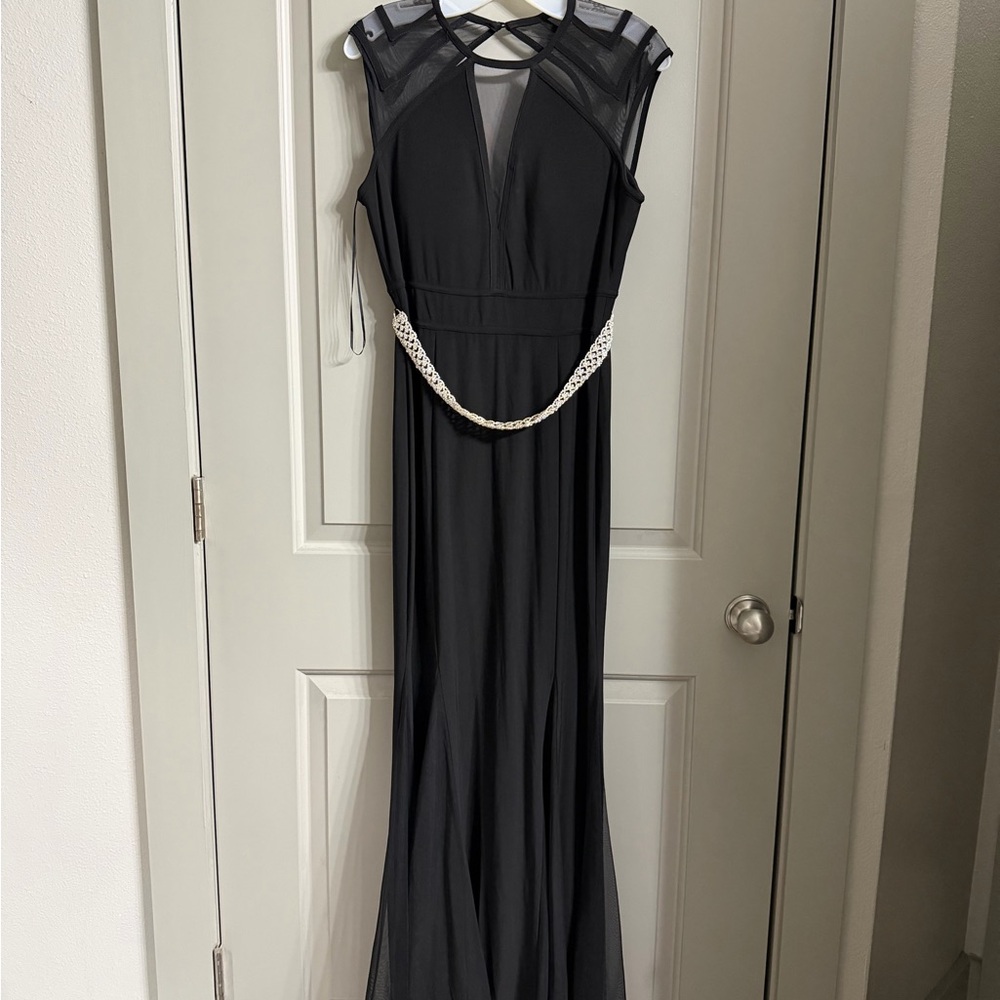 Night Way Collections Black Mesh Maxi Dress